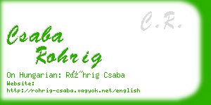 csaba rohrig business card